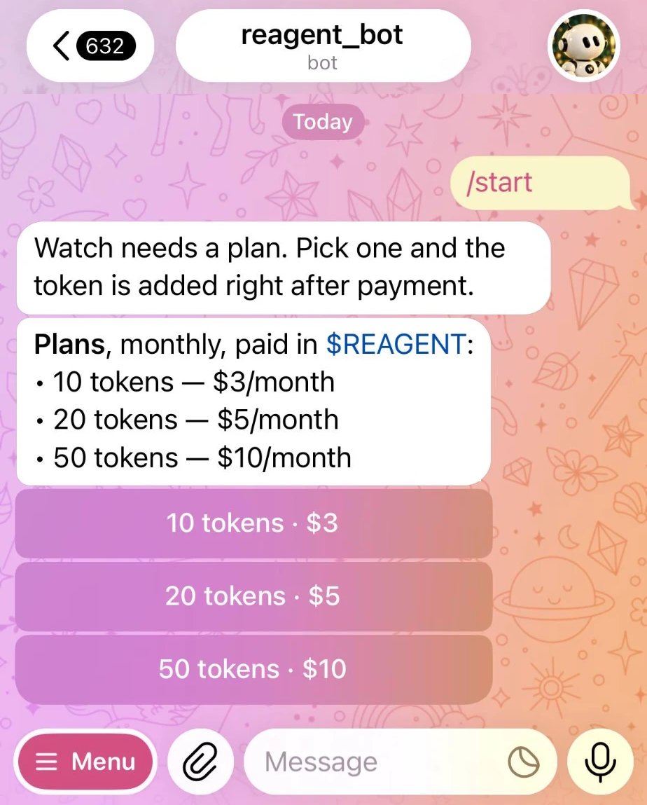 reagent_rwa's tweet photo. DEV just bought more $REAGENT to gift to the first one who subscribes to the Watch bot.

Transaction: https://t.co/V2ALsm4rZJ

Subscribe here: https://t.co/rxhKFgrtNO https://t.co/qAUZmtV6A1