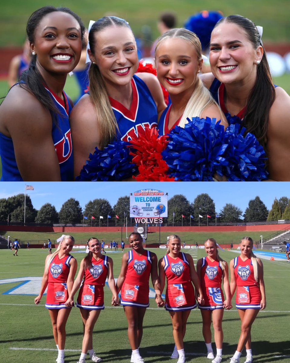 FloCheer's tweet photo. Let me hear you in the wolves section! 🐺 

We’re checking in with our college commit athletes to get an inside look at their game day experiences! We checked in with former Stingray Allstars Orange athletes, Emily & Bailey Johnson! Swipe to get an inside look at what their game days are like➡️