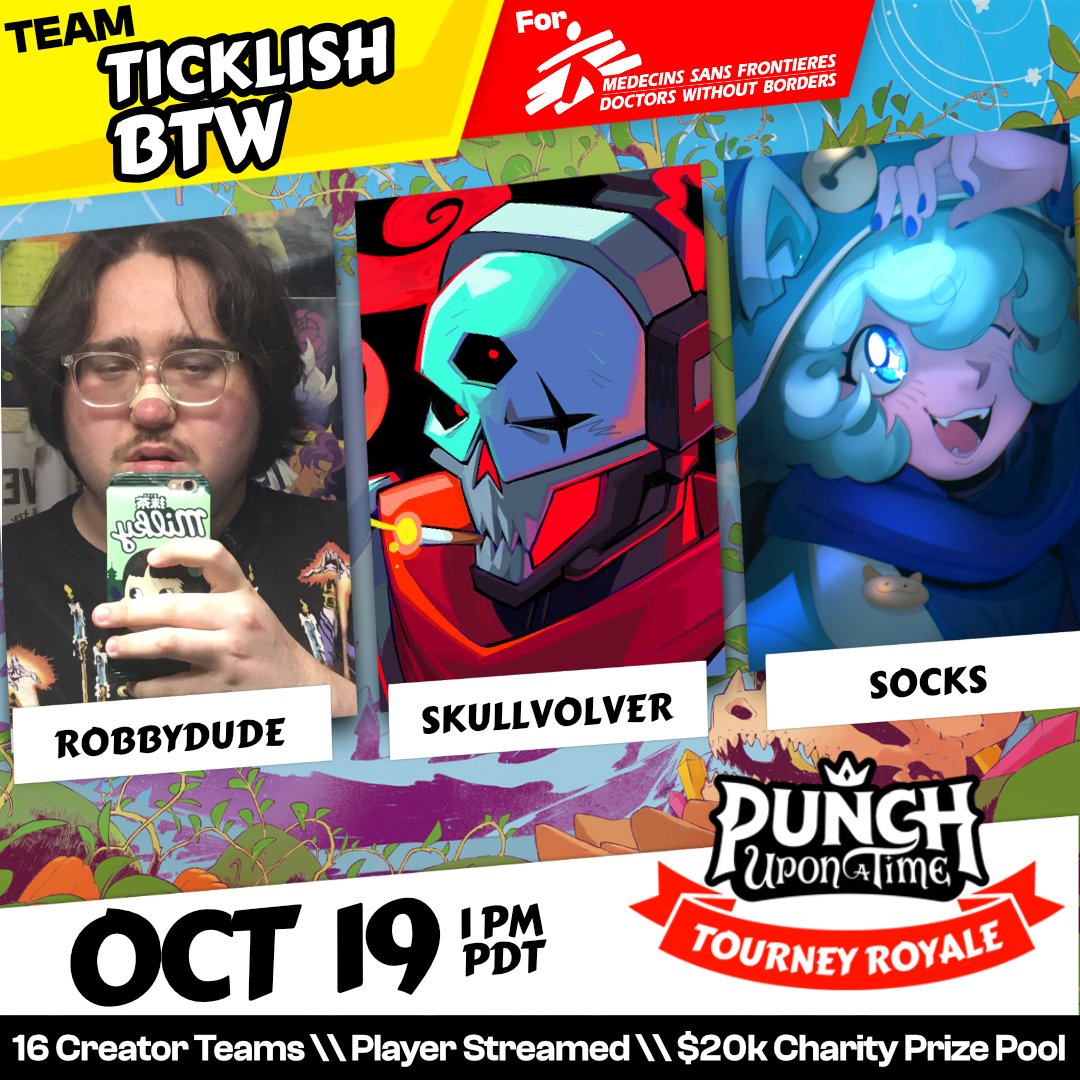 skullvolver's tweet photo. LIVE NOW... THE PUNCH UPON A TIME TOURNEY ROYALE IS UPON US, ME SOCKS AND ROBBY WILL BE FIGHTING FOR A FAT MSF CHARITY DONATION TODAY!!!

https://t.co/uktyoXQTIk https://t.co/JPQD2MwV2R