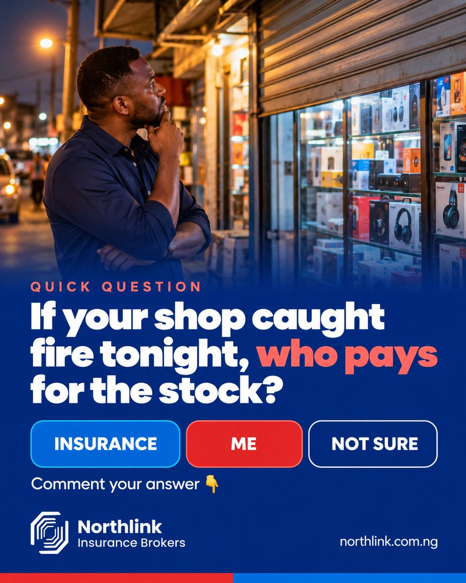 Northlink_IB's tweet photo. If a fire broke out in your shop tonight, would your insurance pay for the stock? 🔥

Vote below, then tell us why in the replies.

#NorthlinkInsurance #FireInsurance https://t.co/QpqM0YAmCQ
