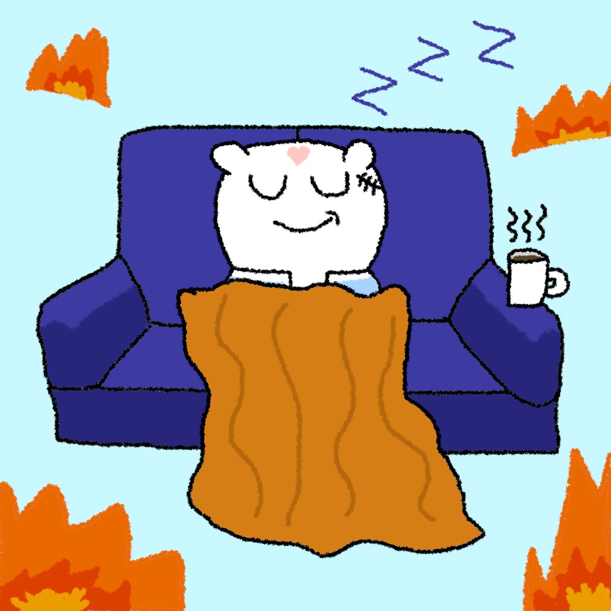 UndeadWolfN7's tweet photo. Day 19's prompt for #PIWWOTOBER is cozy. Mmm so warm and comfy, I could sleep forever... 😌 https://t.co/fblCq0NjVK