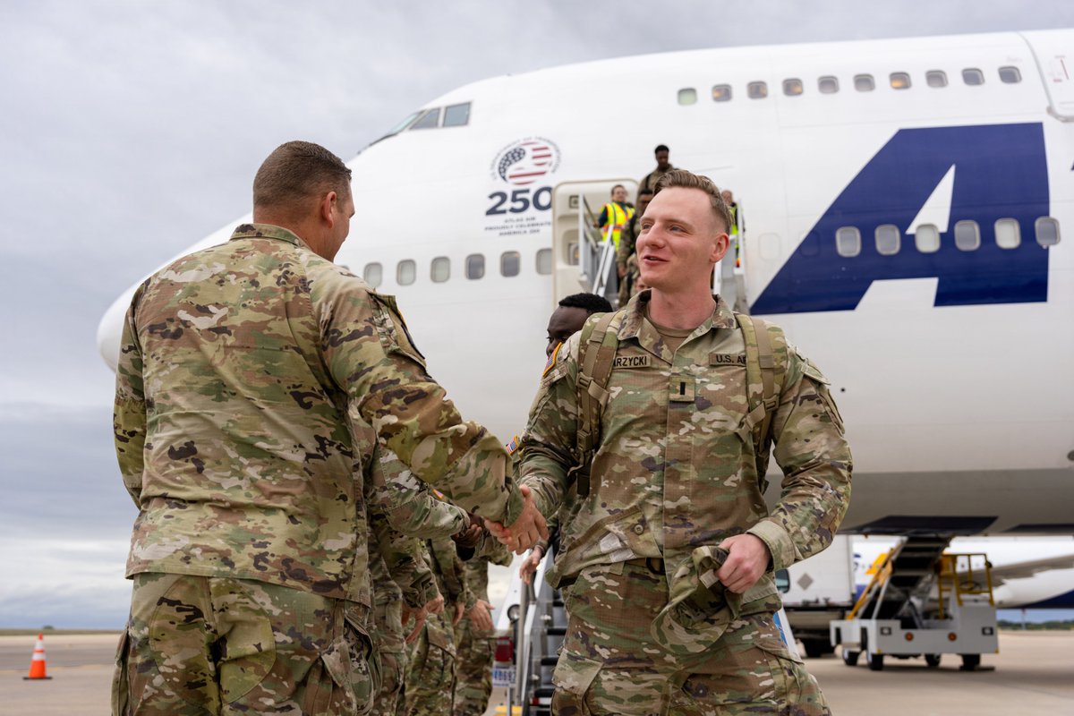 FLGuard's tweet photo. Florida Army National Guard soldiers with the 1st Squadron, 153rd Cavalry Regiment, and the 53rd Infantry Brigade Combat Team received a warm welcome from senior leaders at Fort Hood, Texas, Oct. 14 and 16, 2026.

The soldiers returned from a peacekeeping mission in Kosovo, where they worked alongside NATO forces and local partners to support regional stability.(U.S. Air National Guard photo by Staff Sgt. N.W. Huertas)