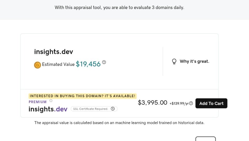 360Domain's tweet photo. Here is the latest Godaddy Appraisal.

https://t.co/I7aykXyV5F for sale.
Only $999 (BIN)
Limited time

Checkout link in👇 https://t.co/zJzRmJCy7s