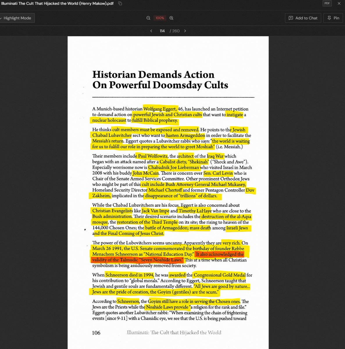 mladner30's tweet photo. Since the Noahide laws are now being talked about more. I wanted to dig into Chabad a little bit more and share what I have found. This is just a surface level overview; books could be written about this. Which is odd and telling their aren't many out there... 

Chabad-Lubavitch began as a Hasidic movement in Eastern Europe (during Bolshevism) under the Schneerson dynasty. Its seventh Rebbe, Menachem Mendel Schneerson (1902–1994), relocated the center to 770 Eastern Parkway in Brooklyn after World War II and built a global network of emissaries, Chabad Houses, and educational programs. FBI memoranda from 1972 record high levels of Soviet immigrants traveling to New York for private audiences with Schneerson, describing him as the movement’s spiritual leader whose advice was followed without question. The same files note that most visa applicants were of eastern European of origin and that the movement provided lodging and arranged group sessions.

Public Law 102-14 (1991) designated the Rebbe’s birthday as Education Day, USA, and referenced the Seven Noahide Laws as a set of ethical principles. Schneerson and Chabad literature treat those laws as binding on nonJews. Traditional rabbinic sources classify the worship of Jesus as God and the doctrine of the Trinity as idolatry (avodah zarah) under the Noahide prohibitions. It only takes one witness and is punishable by beheading. Conviction standards and penalties listed in the Talmudic and Maimonidean formulations differ from those applied to Jews. A World Noahide Congress has been scheduled in Jerusalem to establish an lobal international court for Noahides in Jerusalem in November. 

Political and financial connections appear in multiple records. Sheldon and Miriam Adelson met Schneerson in 1991; Adelson later became a major Republican donor and supporter of Israeli settlement projects. Lev Leviev has been described as one of Chabad’s largest worldwide funders and a figure with ties to Russian business interests. In Russia, Chabad rabbi Berel Lazar has been referred to as “Putin’s rabbi” and heads the Federation of Jewish Communities of Russia established in 1999. U.S. figures including Jared Kushner, Mike Huckabee, and Pete Hegseth have documented contacts with Chabad linked individuals or institutions. Ateret Cohanim, the Israel Heritage Foundation, and the Temple Institute appear in the same networks that promote Israeli sovereignty over Judea and Samaria and preparations related to the rebuilding of the Temple Mount.

Henry Makow’s Illuminati cites a Lubavitcher rabbi stating that “the world is waiting for us to fulfill our role in preparing the world to greet Moshiah.” The same source records Schneerson’s statements distinguishing Jewish and nonJewish souls and describing the Noahide Laws as a religion for the gentile rank and file. Schneerson is quoted that he taught "All jews are good by nature... Jews are the pride of creation, the Goyim are the scum." that the Goyims purpose is to serve the chosen ones.  As well as Rabbi Shneur Zalman states "Gentile souls are of a completely different and inferior order. They are totally evil with no redeeming qualities whatsoever." 

David Berger’s work documents the post-1994 belief among a substantial segment of Lubavitchers that Schneerson is the Messiah, a position that remains contested inside Orthodoxy.

Chabad’s public facing program is outreach, education, and support for Jewish practice worldwide. Its documented positions on Noahide law, territorial maximalism in Israel, and the status of nonJewish religious claims place it in direct opposition with the core doctrines of Trinitarian Christianity. 

Individual figures associated with Chabad or its institutions have faced criminal proceedings. Documented cases include:

1989: Rabbi Sholom Ber Levitin (Seattle) indicted for conspiracy to launder over $25 million.
2008: Sholom Rubashkin (Postville) convicted of bank fraud, wire fraud, and money laundering related to a $35 million loan.
2010: Rabbi Milton Balkany (Brooklyn) convicted of extortion.
2011: Rabbi Yosef Aharonov and officials (Kfar Chabad) convicted of tax evasion and money laundering.
2013: School principal and members (Paris) charged in a failure to report sexual abuse case involving pressure on victims’ families.
2014: Chabad of California entity ruled to have misused FEMA and Homeland Security grants.
2019: Edward Cohen (UK) charged with laundering over £10 million through Chabad UK charity accounts.
2020: Rabbi Yisroel Goldstein (Poway) pleaded guilty in a multi million dollar tax and grant fraud scheme involving fake donations.
2024: Young adherents charged after excavating an illegal tunnel under 770 Eastern Parkway and rioting when authorities moved to fill it.

Really had to dig for a lot of this, a very well kept secret. The amount of control this group has is almost incomprehensible. Absolutely cannot be ignored moving forward.
✝️🇺🇸✊