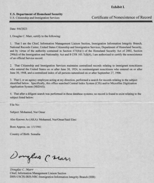 RyanAFournier's tweet photo. No naturalization records found for Ilhan Omar’s father? She claimed citizenship through HIM.
If there’s no paper trail, how is she still in Congress? The American people deserve REAL answers.
Investigate NOW! 🚨🇺🇸 https://t.co/KnT1iowfRt