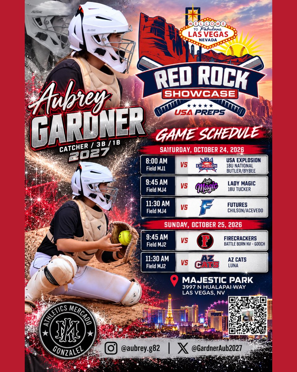 GardnerAub2027's tweet photo. My team and I will be at the Red Rock Showcase in Las Vegas this weekend! Come see us! I will also be participating in the camp on Friday!
@AMGonzalez2027 

@MercadoAcademy @IHartFastpitch @PlaySoftballNet @LegacyLegendsS1
@ExtraInningSB @scan1ansports @Softball_Home @UWAA_United @SBRRetweets @TAProfileAPP
@ondecksoftball
@SoftballDown @Get2collegAth @QrRecruiter @AScholarsBrand @gatorjack72 @LineDsoftball @sbsportsnetwork @PrepSoftball @KeyPlayerNation @Sports_Recruits @nxt1sports @BoostSoftball
@upnextrecruits @FPSoftballVIBES
@DirectRecruits @softballhype @sethx917
@RRecruiting_ @DiamondAddicts @SoftballAmerica @THEWOWSB @TOP_DIRECRUITS @themaineventsb
@NIL_NCAA