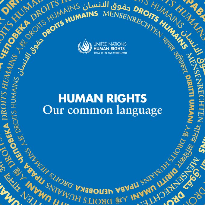 UN's tweet photo. In every language, everywhere, human rights belong to all of us.

They are non-negotiable.

Learn about the Universal Declaration of Human Rights: https://t.co/GQ1u5dBHyN

— via @UNHumanRights https://t.co/D2K7mkY7o3