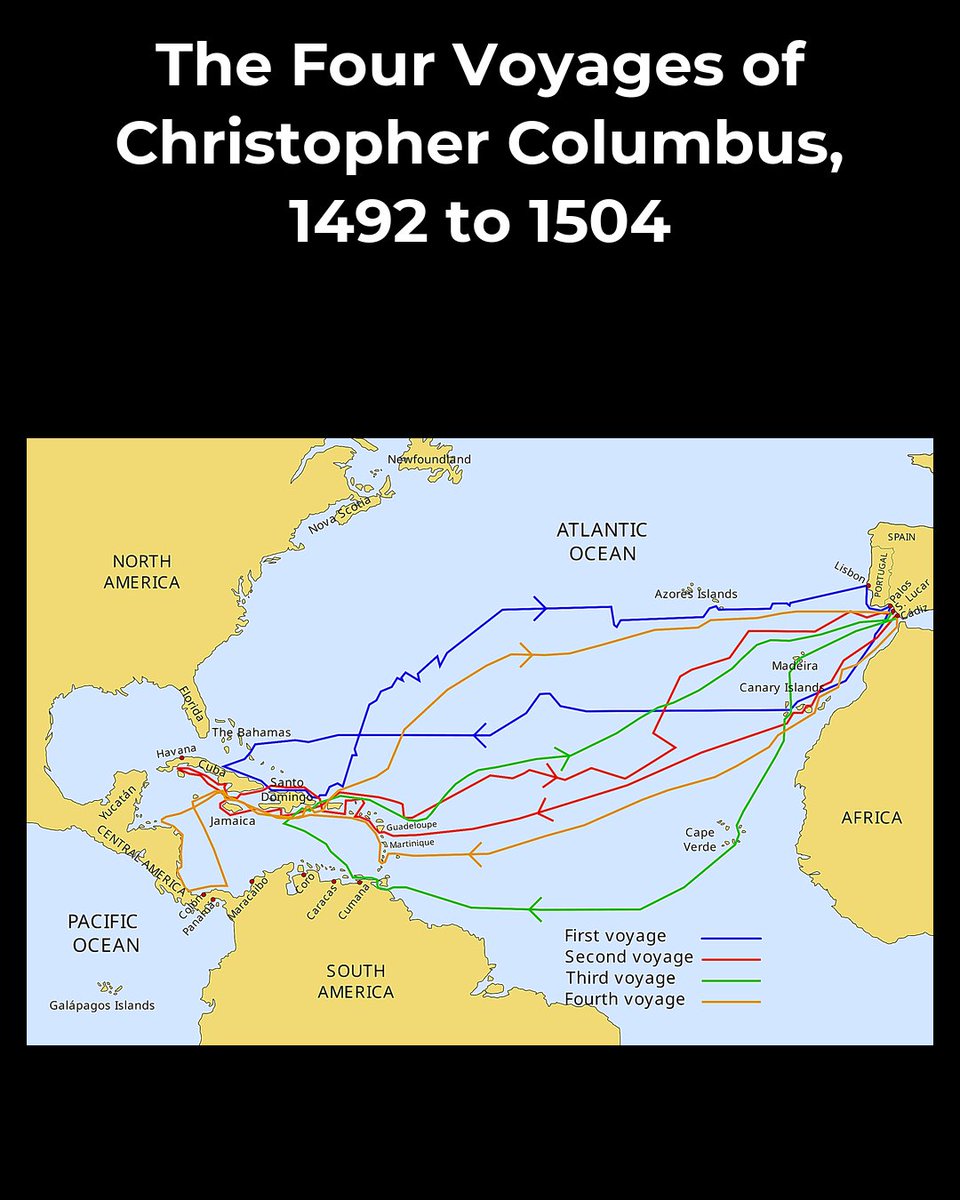 amazingmap's tweet photo. On his fourth voyage Christopher Columbus was shipwrecked on Jamaica and stranded there for about a year. https://t.co/oH8kWNv42O