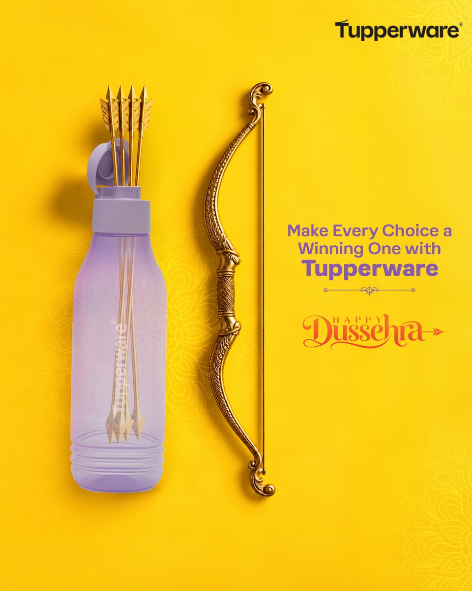TupperwareIN's tweet photo. Aim for goodness, choose sustainability, and make every choice a winning one! 🏹✨

Wishing you and your loved ones a very Happy Dussehra!

#HappyDussehra #Tupperware #MakeEveryChoiceCount #GoodOverEvil #FestiveVibes https://t.co/QUf2G9Y97P