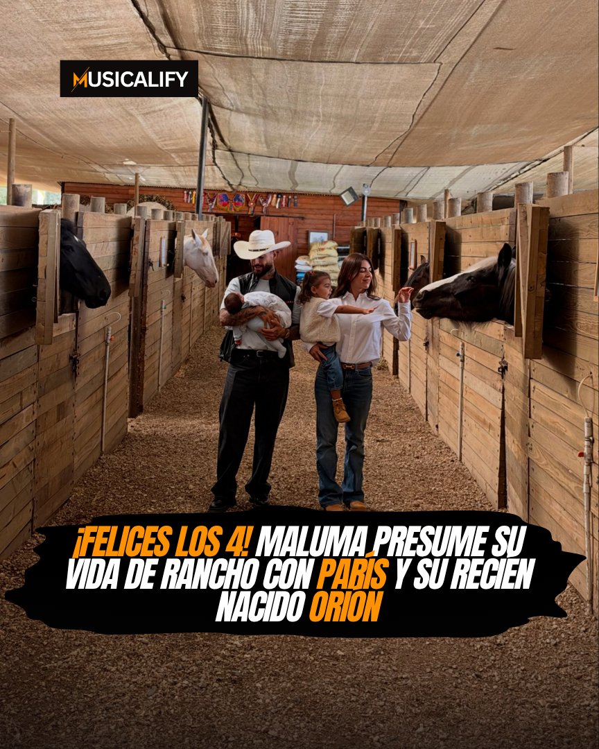 Musicalify's tweet photo. #FARÁNDULA | Maluma dejó ver su faceta más familiar con 10 fotografías de su vida en el rancho de Medellín, habiendo compartido el cantante momentos junto a sus hijos, París y Orión, entre paseos a caballo, paisajes y escenas de su rutina lejos de los escenarios. https://t.co/8FDwf9Nk0s