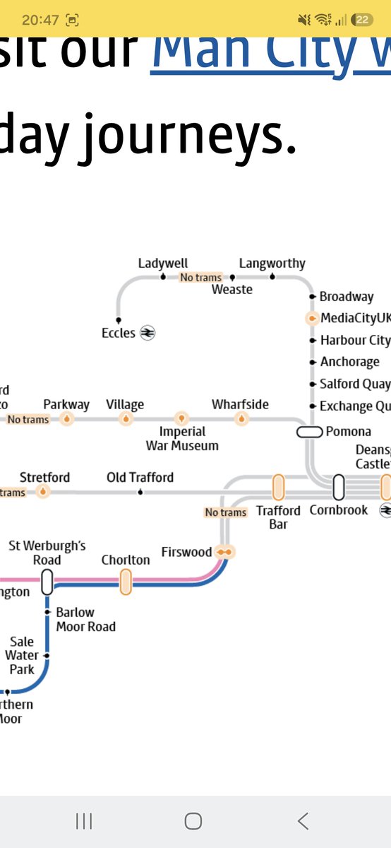 MrJackyBoy's tweet photo. @BeeNetwork the replacement bus map suggests you can travel between Trafford Bar &amp; Chorlton. The info on the Trafford Bar page says go to Deansgate and get a bus to Chorlton from there? Which one is it? #metrolink https://t.co/jwijxQzYCW