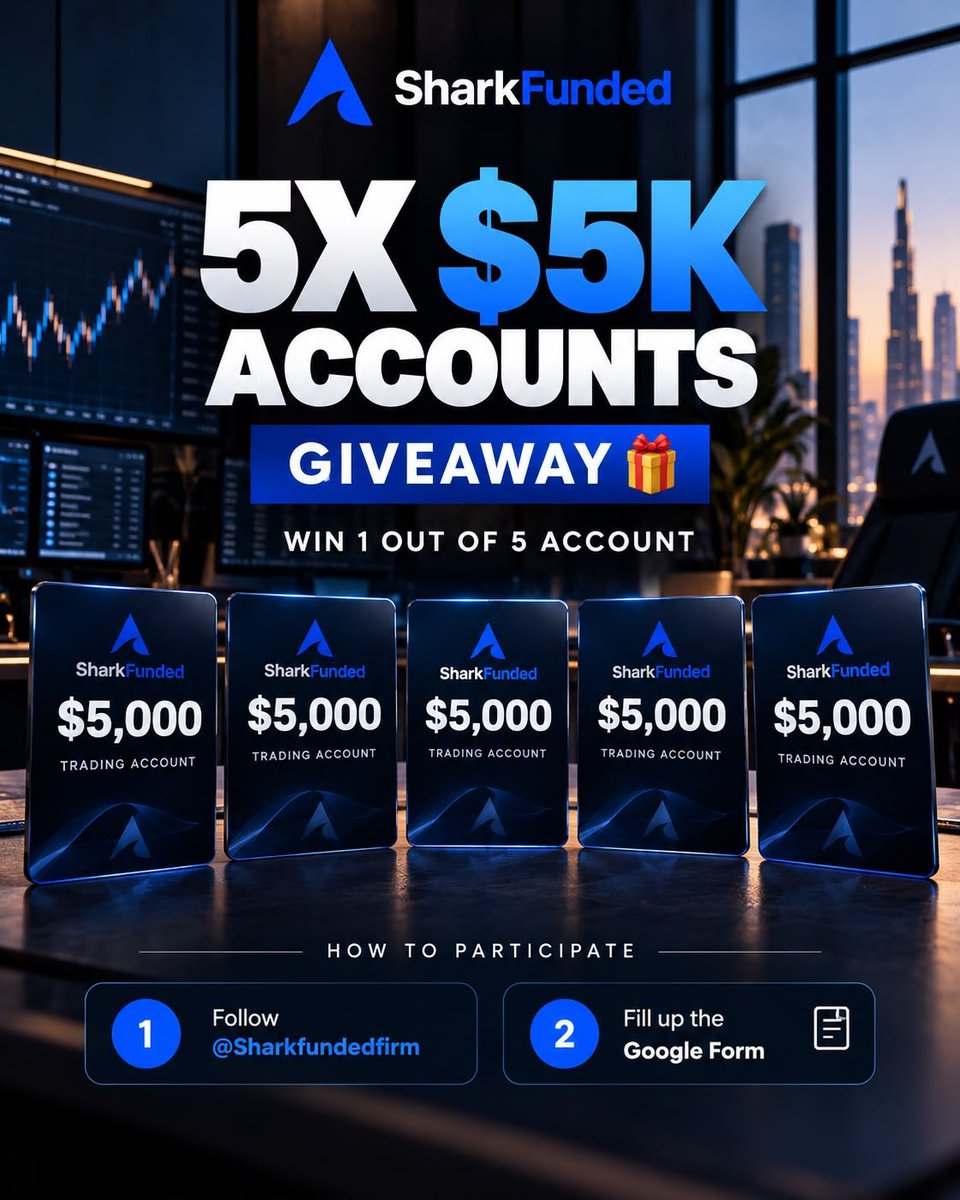 SharkFundedfirm's tweet photo. GIVEAWAY TIME! 🎁

We're giving away 5 × $5K accounts at SharkFunded.

Want to win one?

1. Follow @SharkFundedfirm @SharkFunded_AFF

2. Fill out the Google Form:
https://t.co/OH7N5pZ90h

Simple as that. Good luck, traders! 🦈 https://t.co/qH9e3pvJt7