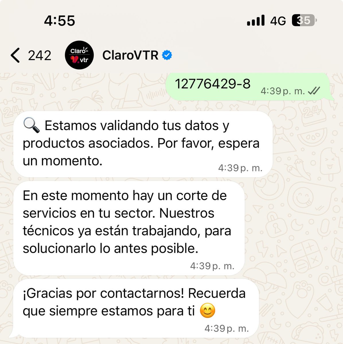 Tronpodio's tweet photo. @VTRChile @VTRsoporte @SERNAC Me responde un robot que señala que hay problemas con el servicio!!! Por este medio y por WhatsApp https://t.co/Gh7vZCRd3c