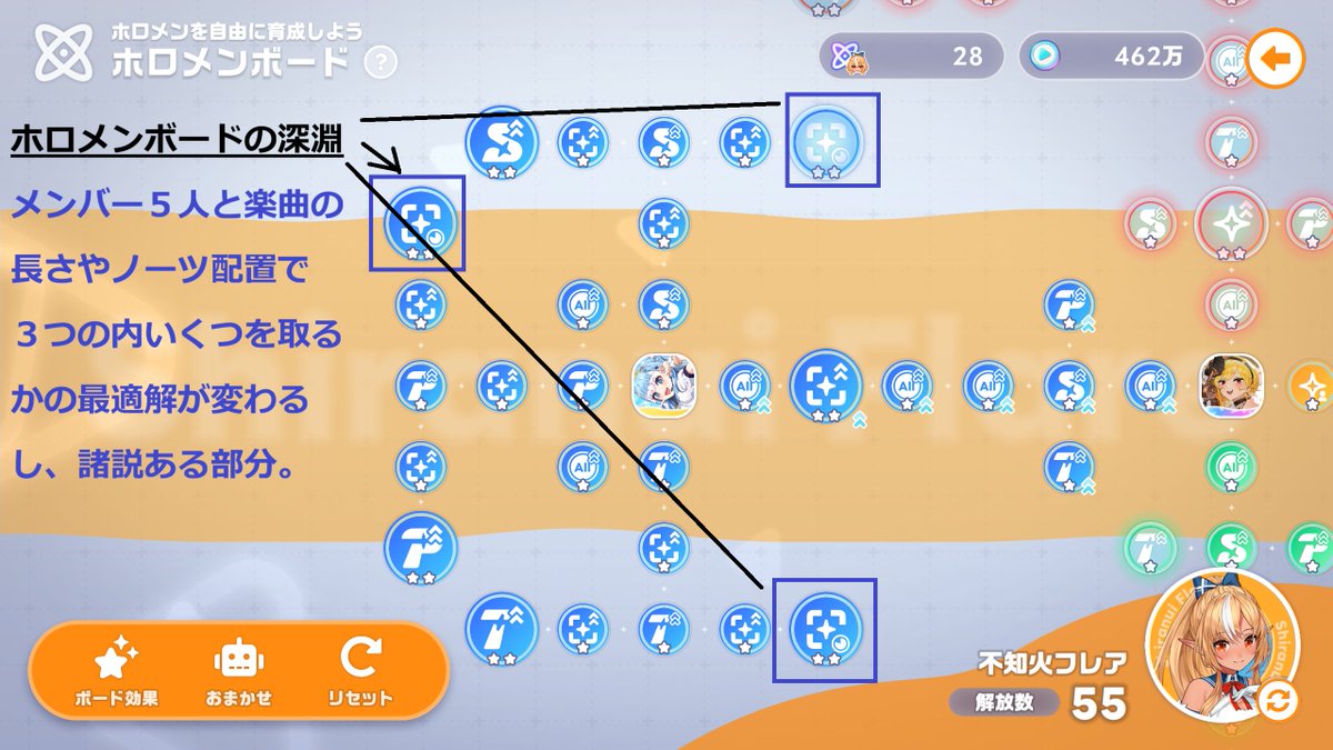 DOVA_Jr's tweet photo. @smftk33 リーダー🔴
メンバー５人🔵
メンバーの同期🟢
イベント対象者🟡

オススメ編成は以下のサイトで
タブ「ゲームデータ」で
ランクと所持メンバーを入力
（Lv80に上げる想定で全員80で入力推奨）

タブ「チーム最適化」で
条件指定することで推奨チームが出てきます。
https://t.co/4xOHmRcxGJ https://t.co/hmfGiUucgl