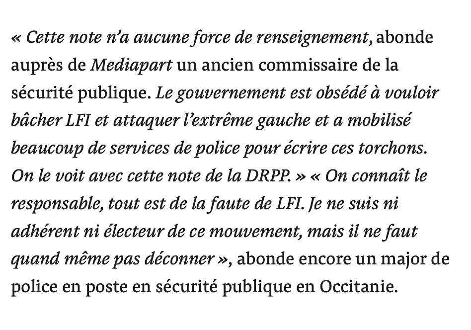 ALeaument's tweet photo. 🚨 SCANDALE D'ÉTAT 

Le gouvernement a affirmé un prétendu rôle d'une prétendue « ultragauche » et de LFI dans les dégradations du 17 octobre... 

... mais les renseignements disaient LE CONTRAIRE. 

Même les policiers sont choqués ! 

Extraits d'un article de Médiapart... https://t.co/qHxIRnavFk