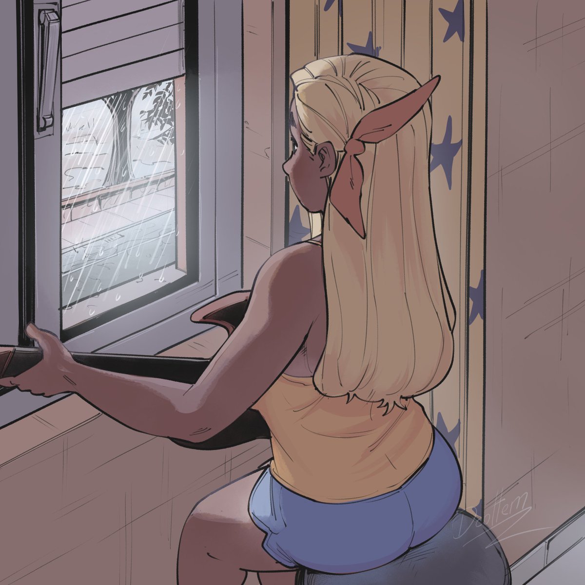 Drottem1's tweet photo. Guess she can still practise Guitar during this heavy rain. https://t.co/4LkuRjapqi