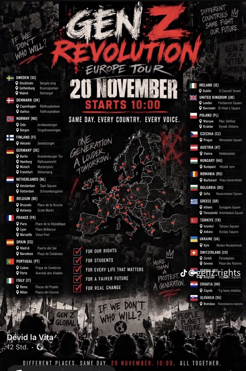 Tamrico2022's tweet photo. @katha1502 Es soll in Italien ähnliche Aufrufe geben. 
Für 20.11 wird angeblich auch schon mobilisiert, auf den üblichen TikTok und TG Kanälen. https://t.co/asq6RzG9FW