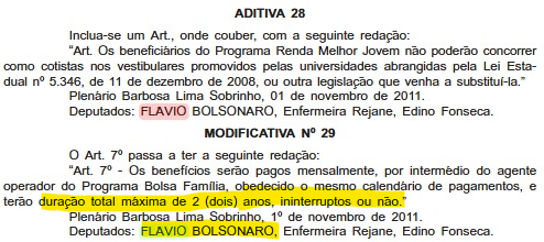 NabilBondukiSP's tweet photo. Para quem não acredita que Flávio Bolsonaro quer LIMITAR o Bolsa Família a dois anos, vejam a emenda que fez ao programa social do RJ: limite de dois anos, inclusive não consecutivos. De quebra, quem recebe não poderia entrar em universidades por cotas de PCD, alunos da rede pública, negros, indígenas E ATÉ FILHOS DE POLICIAIS MILITARES.