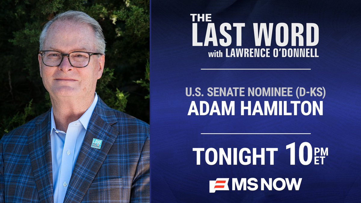 TheLastWord's tweet photo. TONIGHT: @Hamilton4Kansas joins @Lawrence on The #LastWord. Tune in! https://t.co/qeV9O3ZXAu