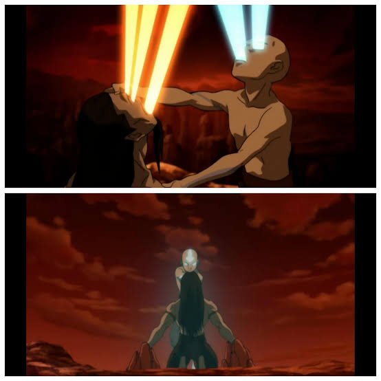 Spaw147's tweet photo. @JackSablier De verdad como les encanta forzar alegorías donde nada que ver, según ellos entonces en esta escena Aang está abusando de Ozai, que ridiculez https://t.co/UYX8xZK2se