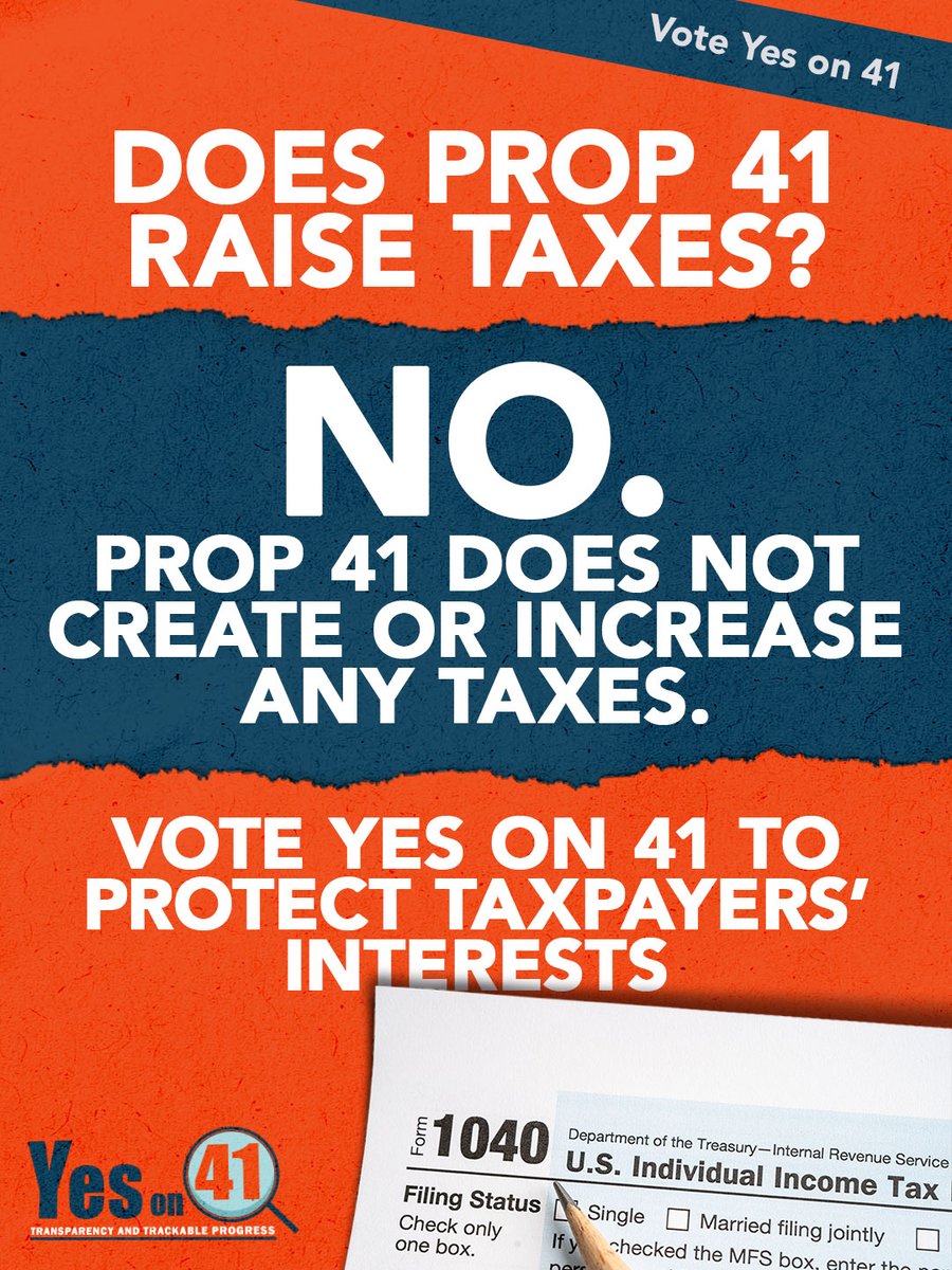 yesonprop41ca's tweet photo. Better results. Not a bigger tax bill. Prop 41 won’t create or raise any taxes. 

It would help identify what’s not working, recommend fixes, reduce waste &amp; fraud. It also requires all taxes to follow CA’s voter-approved spending limit, including required refunds to taxpayers. https://t.co/PitMpTUX1D