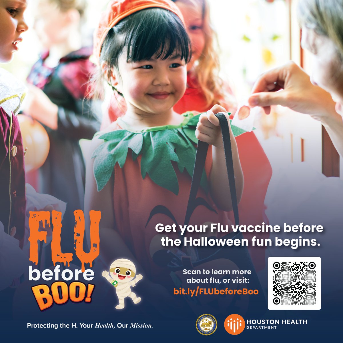 HoustonHealth's tweet photo. Join us October 28 at Alief Neighborhood Center or October 29 at Southwest MSC, from 9 a.m. to noon. Flu shots will be available for children, adults and seniors! 
Children who get vaccinated will receive a FREE Boo Bag, while supplies last! Learn more: https://t.co/5xLIONUEvI https://t.co/LSgswwFaz3