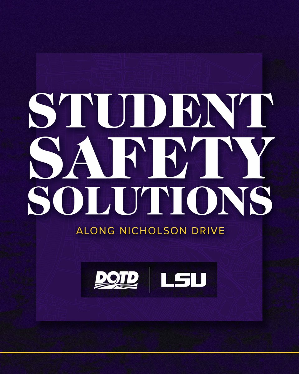 LSU's tweet photo. LSU, transportation officials and city-parish leaders are working together on solutions to improve student safety along Nicholson Drive.
Read more here: https://t.co/DS7Sio33Wo https://t.co/5qGUq3iozv