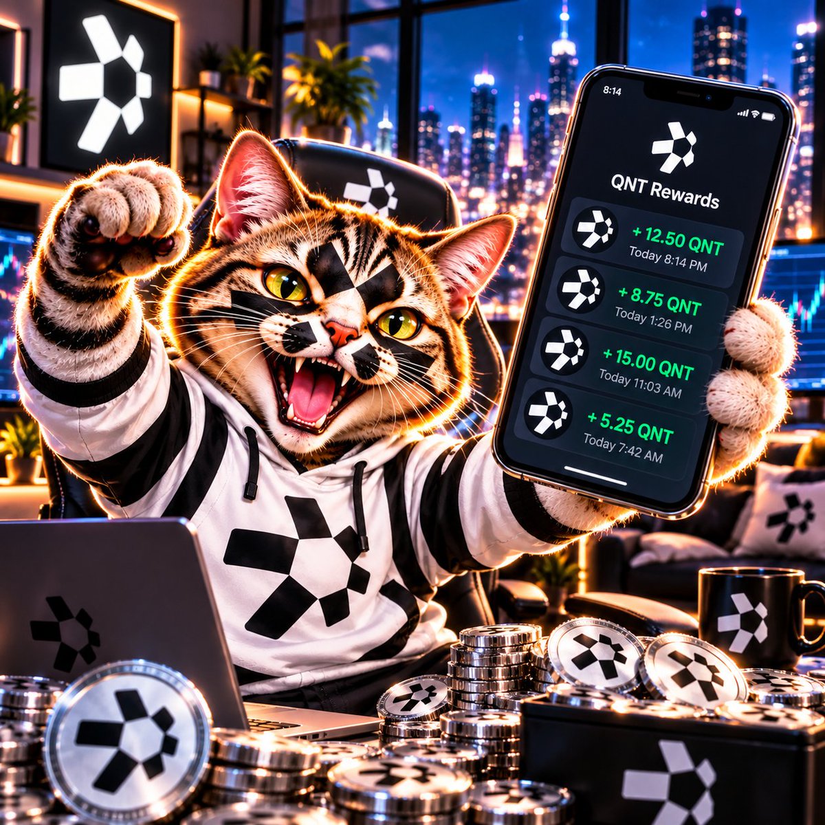 quantcatqnt's tweet photo. Earning szn indeed! And we believe our community is first! That's why we are building a #Solana memecoin that rewards it's community long term! Hold QCAT, receive #QNT directly in your wallet! No claim, no gimmicks! QNT is the perk, but the Community is the vault! Come see what the cat dragged in!