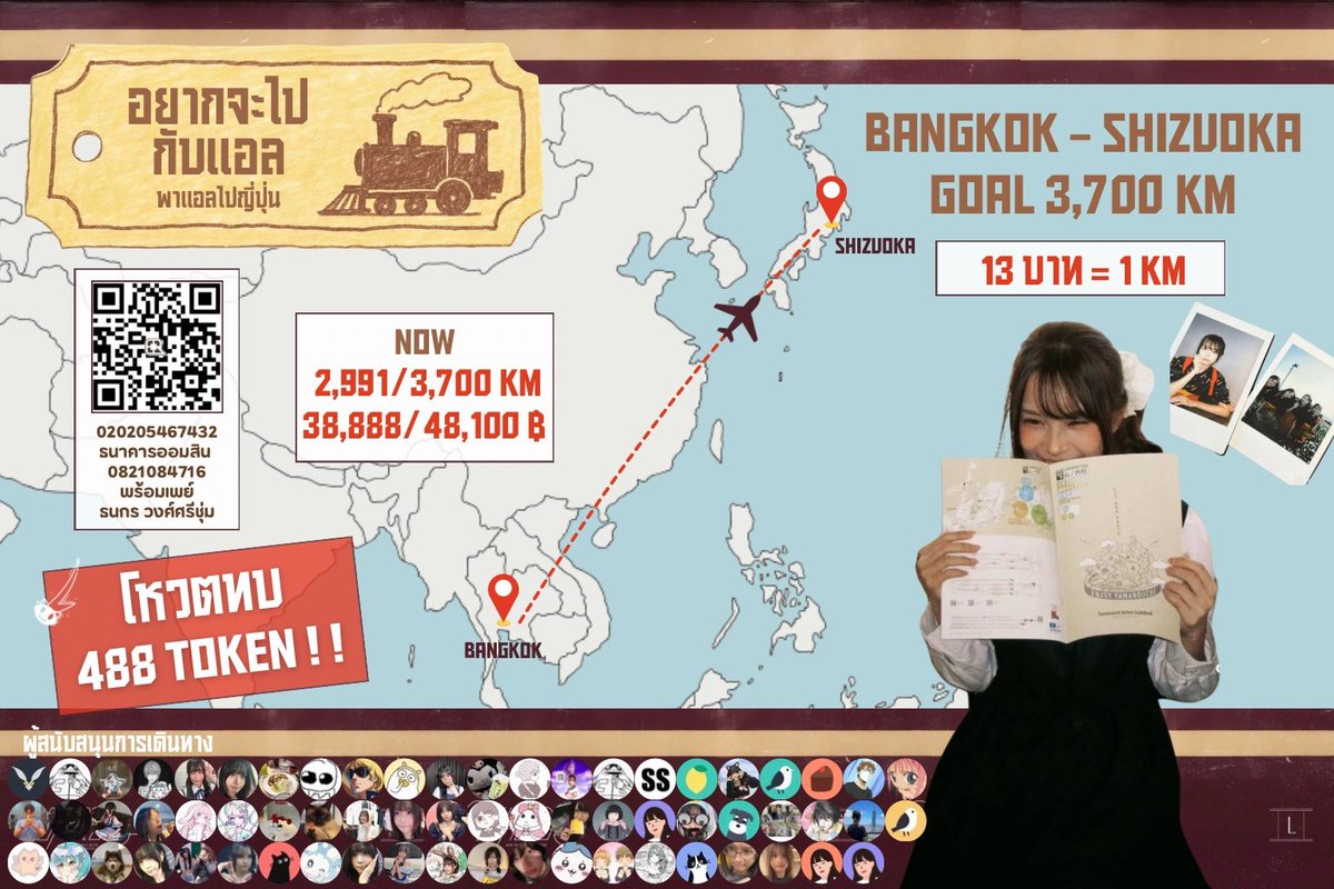 sisasterteam's tweet photo. 🚆🐈‍⬛อยากจะไปกับแอล🐈‍⬛🚆
 
ขณะนี้เดินทางกันไปได้ 2,991 KM แล้ว
จุดหมายปลายทางอีกไม่ไกล
เชื่อมั่นในใจเราเอง ฝันให้ไกล และเราจะไปให้ถึง

โดเนท 13 บาท = 1 KM
เพื่อให้แอลเดินทางถึงจุดหมายโดยสวัสดิภาพ
และทางเราจะโหวตทบให้อีก 488 Token!

#LTrainToDream 
#LBNK48 #ผู้ประสบภัยพิบัติครับจ้า https://t.co/YrEfmznaW7