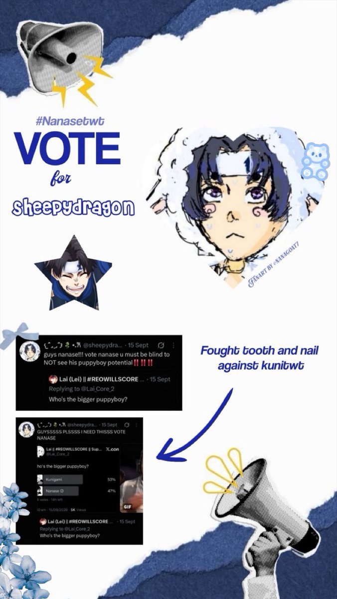 sheepydragon's tweet photo. i would also like to add that during the great puppy battle on the 15th of september i (along with many other nanase followers) faught tooth and NAIL trying to get nanase win the round sadly the might of kunitwt won BUT i would like yall to know that the votes raised my blood- https://t.co/602wlyfnQf