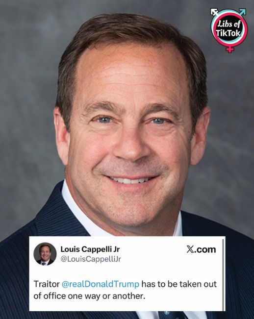 libsoftiktok's tweet photo. Louis Cappelli, Jr., the Commissioner Director for Camden County, NJ, made a post on X calling President Trump a "traitor" who has to be "taken out of office one way or another.”

Sounds like a threat @FBI @SecretService https://t.co/ncFX1YeJXE