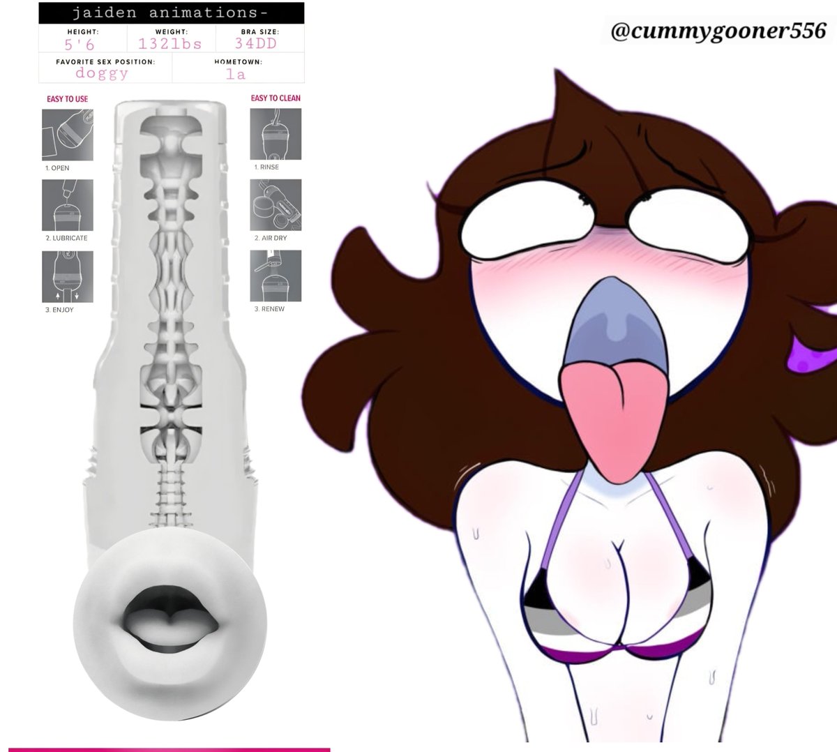 Cummygooner556's tweet photo. 💜JAIDEN ANIMATIONS BRAND NEW MERCH: felshlights 💜

It comes in 3 fun moldes of Jaidens real pussey, asshole and mouth!😺🍑💋
Buy your own Jaiden animations felshlight today <3
#Jaidenanimations #felshlight #edit #sexton #nsfw https://t.co/rR9j42kimW