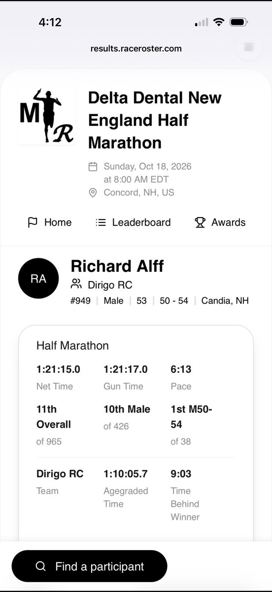 RunnersResolve's tweet photo. Yesterday, New England 13.1 in Concord, NH.
Goal was < 1:20, oh well.
Usually do my due diligence w/ race plans &amp; mention of the ~1 mile rail trail got by me. 🫨
Team @DirigoRC https://t.co/haNwmJtXJz