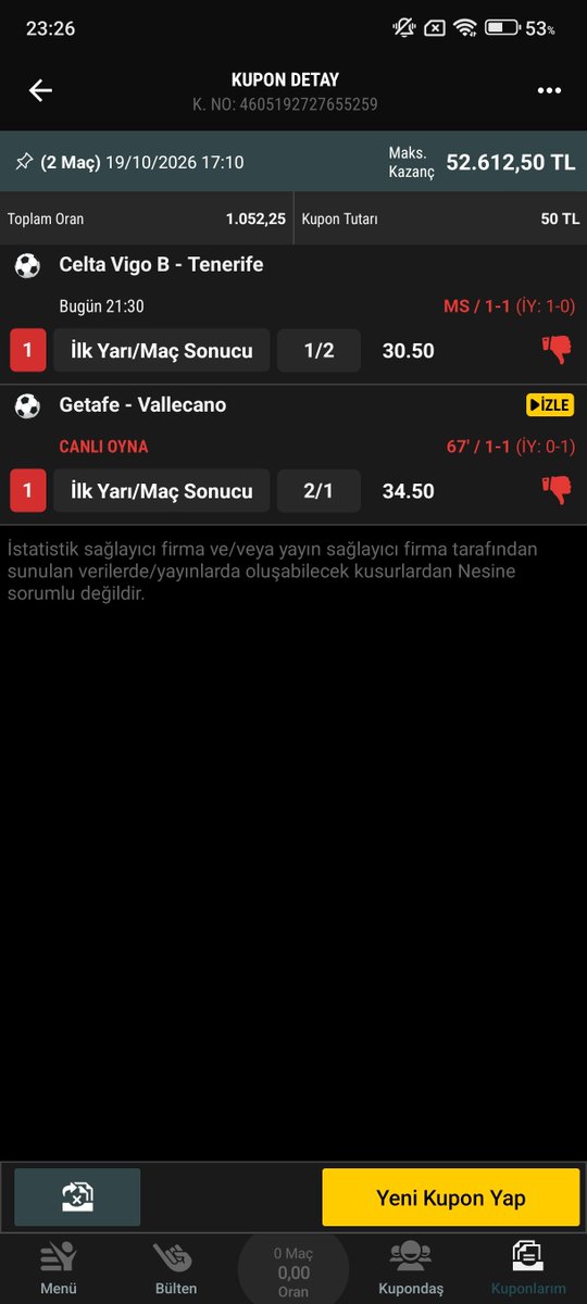 tcreis47's tweet photo. Kaçan diger ikili  :( 
#nesine 💨💰 https://t.co/W4ewlkHoki