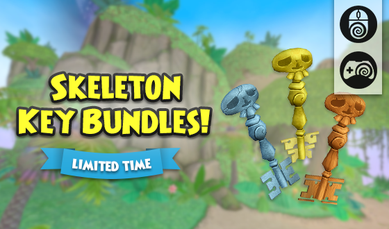 Wizard101's tweet photo. Unlock a new challenge! 🔓

Skeleton Key Bundles are now in the PC and Console Crown Shop! Get Wooden, Stone, or Gold keys ... or all of them. Don’t delay - these bundles will disappear on 10/25! #Wizard101 https://t.co/53MBmyCPsf