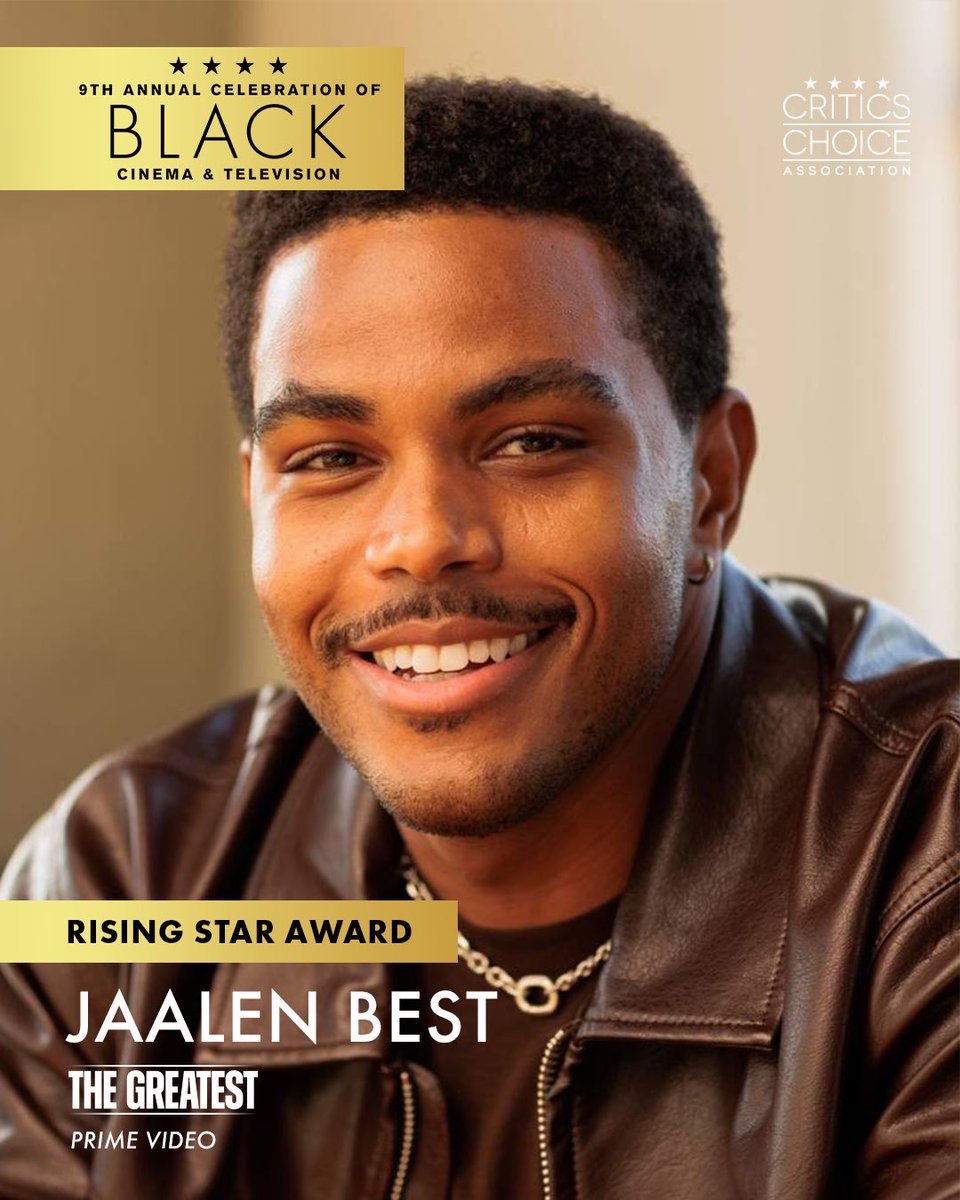 CriticsChoice's tweet photo. Congratulations to Jaalen Best! ✨ 
The actor will receive the Rising Star Award at the 9th Annual Critics Choice Celebration of Black Cinema & Television for his portrayal of Cassius Clay in @PrimeVideo’s Muhammad Ali biographical drama series, “The Greatest.”

The series premieres globally on November 4. 🥊🏆

The 9th Annual Critics Choice Celebration of Black Cinema & Television takes place Monday, November 16, 2026, in Los Angeles! 

Follow @ccblackcinema for all the BTS.        #CriticsChoice #CelebrateBlackCinema #JaalenBest #TheGreatest #MuhammadAli