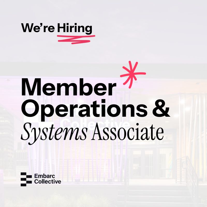 TimRayHolcomb's tweet photo. WE ARE HIRING. @EmbarcCollectiv invites applications for the Member Operations & Systems Associate position.

The Member Operations & Systems Associate supports the day-to-day operations of Embarc Collective's membership: monthly onboarding for every new company, member agreements and licensing, subscriptions and invoicing, roster and access changes across our platforms, office move-ins and move-outs, and the member helpdesk. This is the work that makes our member companies and the hundreds of individual members inside them feel like a community rather than an administrative burden — and it is judged by whether founders notice it at all.

A significant and growing part of this role is investor relations operations. This is an exceptional opportunity for someone who is energized by mission-driven work, who takes real satisfaction in a complicated operation running cleanly, and who is eager to play a hands-on role in Florida's fastest-growing startup community.

For more info about the position, please visit https://t.co/FEmrCmm0Oq.

To apply, submit your resume to jobs@embarccollective.com with subject line: “Member Operations & Systems Associate.” The deadline to apply is October 30, 2026. Please contact Jeremy Fritzhand, VP of Platform & Member Engagement, at jeremy@embarccollective.com with questions about the position.

Embarc Collective, a 501c3 not-for-profit and Florida’s largest and fastest growing startup hub, provides founders curated programming, on-demand coaching and mentorship, access to tech and tech-enabled talent, connectivity to corporates, universities, and investors, workspace, assigned offices, conference rooms and event space in our 32,000 sq ft hub in downtown Tampa, and engagement with a peer community of 300+ founders and founding team members that lead 150+ Florida-based early-stage tech startups and growth-stage companies in sixty sectors, including healthcare and life sciences, medical devices and robotics, cybersecurity and data analytics, AI and frontier tech, fintech and legaltech, edtech, renewable energy and climate tech, and defense and national security, among others. Member-companies have created 1,400+ Florida-based tech jobs, driving $100+M annually in direct economic returns to the state, and have raised more than $800M in funding, including $130M in seed, venture, and growth equity funding invested in Florida-based startups in 2025.

For more info about Embarc Collective or to explore membership, visit https://t.co/FEmrCmm0Oq.

#Startups #HighGrowth #VentureCapital #Founders #Technology #Innovation #EcosystemBuilders #StartupTB #StartupFL