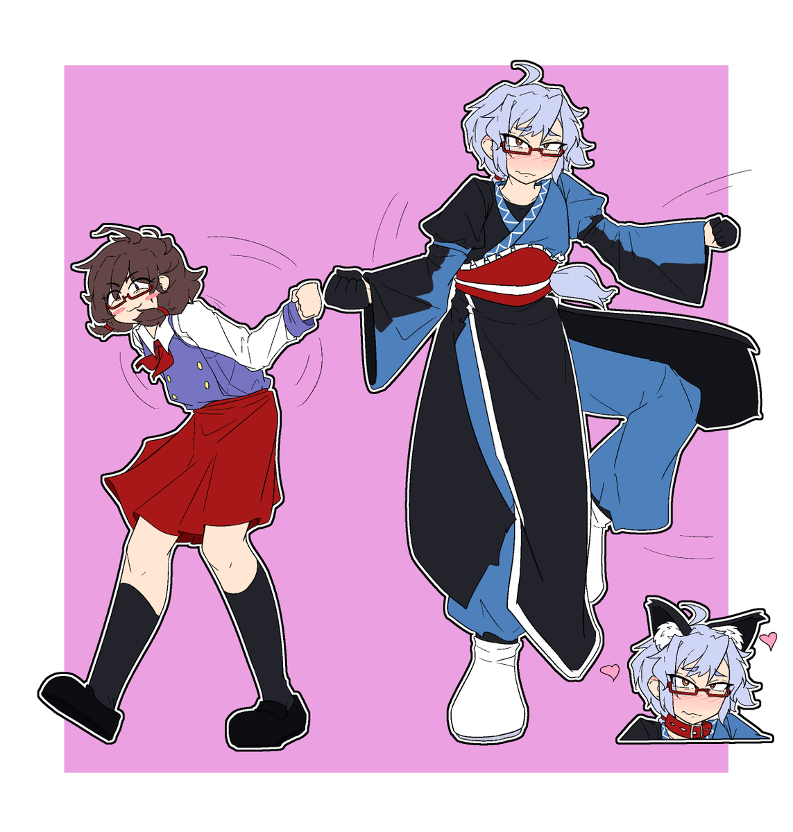 hakoretto's tweet photo. touhoutober day 18- rinnosuke morichika

kourin kinda looks like wise, so i made him dance like him (+ sumireko belle) https://t.co/pVVvcQs5d3