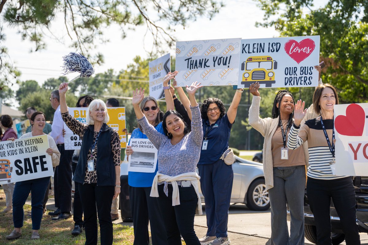 KleinISD's tweet photo. To our bus drivers: Thank you for all you do today and every day! Be sure to show a bus driver a little extra appreciation this week. :heart:
#KleinFamily https://t.co/glllVZSy1c