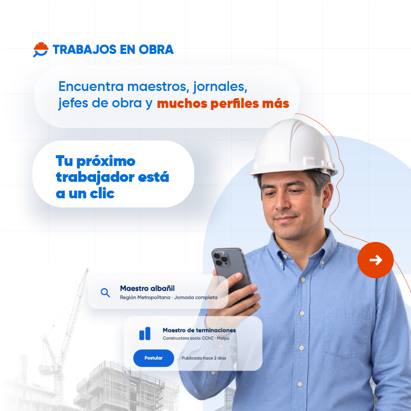 CChC_Chile's tweet photo. Conecta con +26.000 trabajadores de construcción en TrabajosenObra. cl. Publica gratis tus ofertas