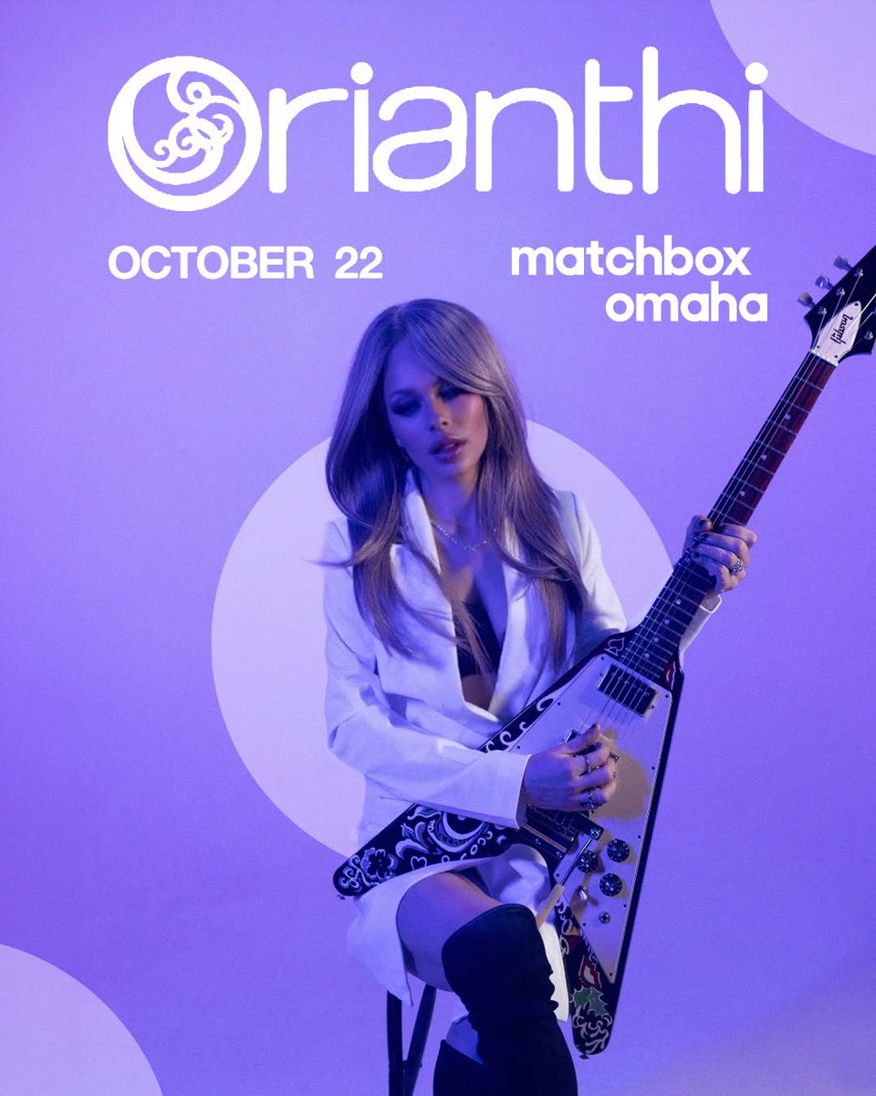 MelodiousLark's tweet photo. Don't miss @orianthi this Thursday, October 22nd at Matchbox Omaha in Omaha, NE!

Get your tickets here: https://t.co/lBA5N3AbGE https://t.co/33Q9h0uksv