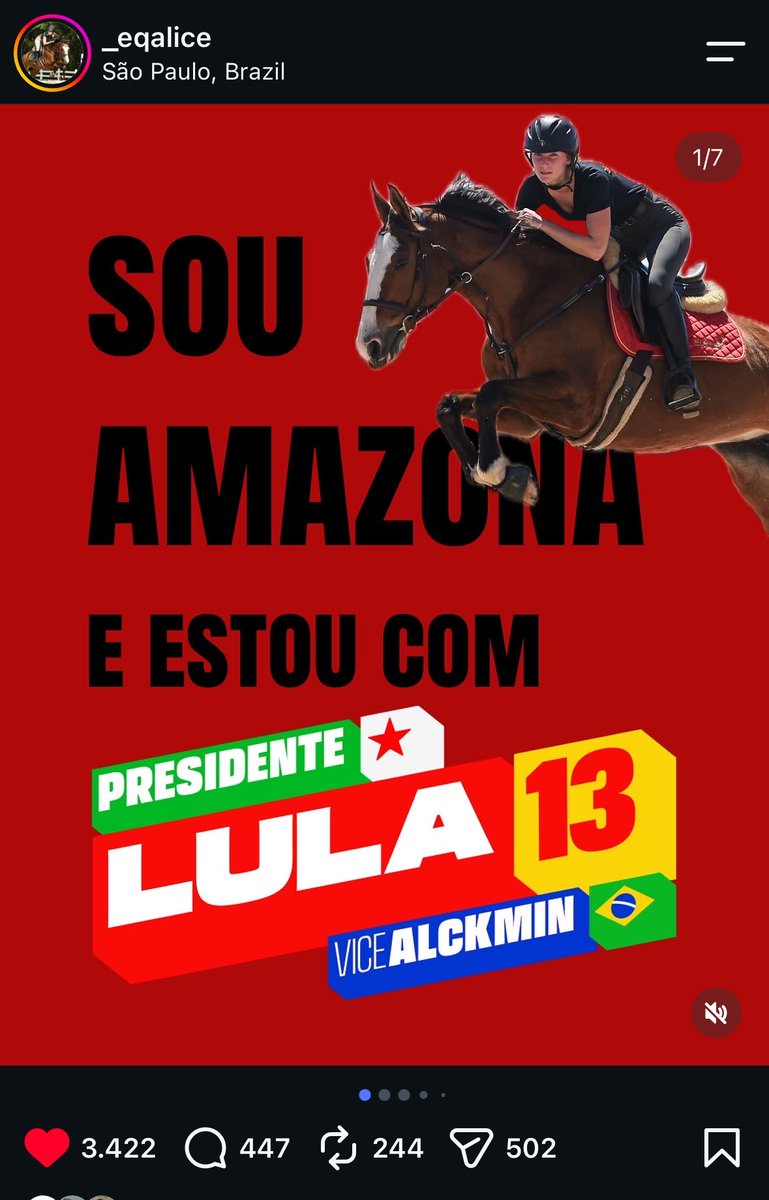 terrierisms's tweet photo. garfo achado no estábulo: até a bolha do hipismo se posicionando pelo Lula https://t.co/PaQsfKVAHk