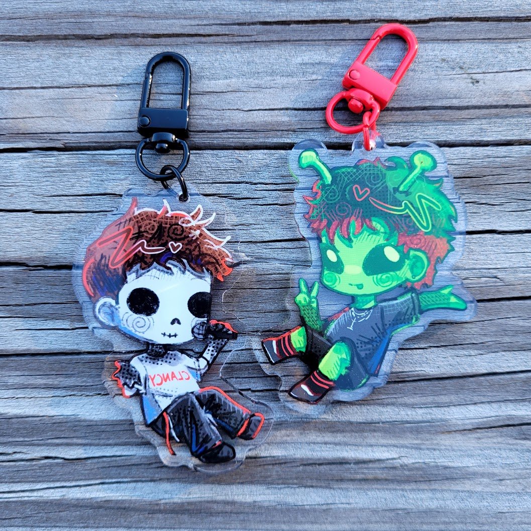 spinnileaf's tweet photo. twenty one pilots skeleton &amp; alien keychains are available now on my etsy!!

#twentyonepilots #cliqueart https://t.co/WX7Elh4qxO