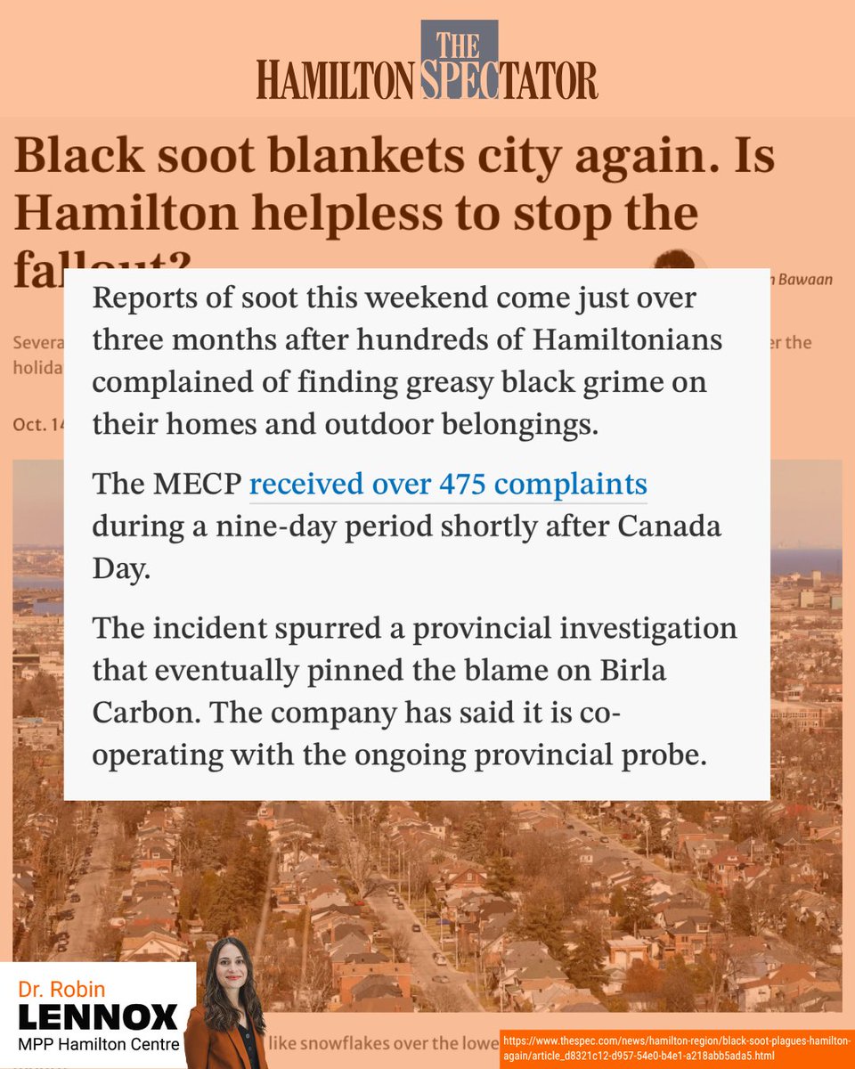 RobinLennox's tweet photo. Hamilton deserves clean air. It’s that simple.

The province shouldn’t wait to hear from residents (again) that they are seeing more black soot on their homes, their children, or their pets.

#blacksoot https://t.co/ECLLTE3LbM