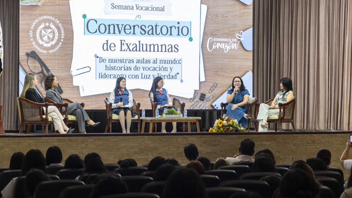 espol's tweet photo. La vicerrectora de Docencia de la #ESPOL , Paola Romero Crespo, compartió su testimonio de vocación y perseverancia con bachilleres del Colegio Santo Domingo de Guzmán en un panel de destacadas exalumnas. 
Conoce los detalles: https://t.co/e9WCMhCebt https://t.co/OfHnzfh4V4