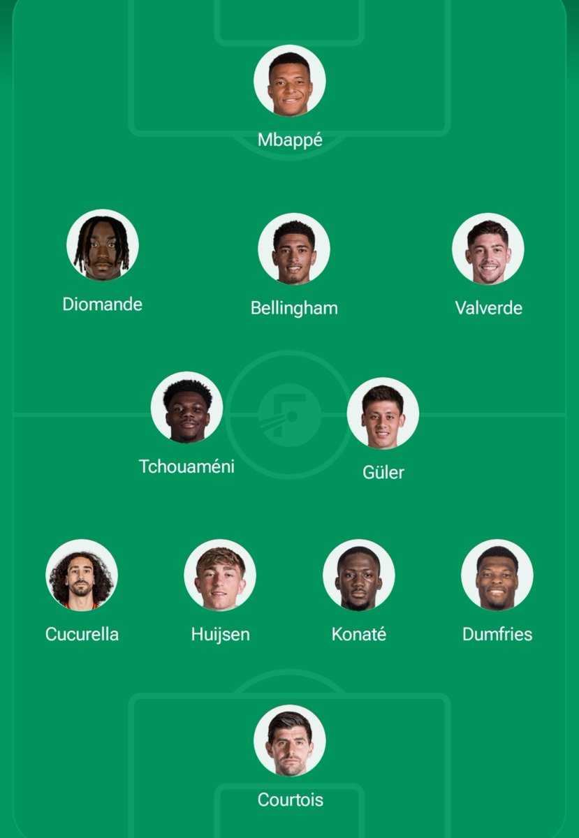 RayCruzRM's tweet photo. Mi XI titular para el clásico,  Endrick, Brahim y Carreras serían mis cambios por si tenemos que aguantar resultado. https://t.co/0gMty8gVbq