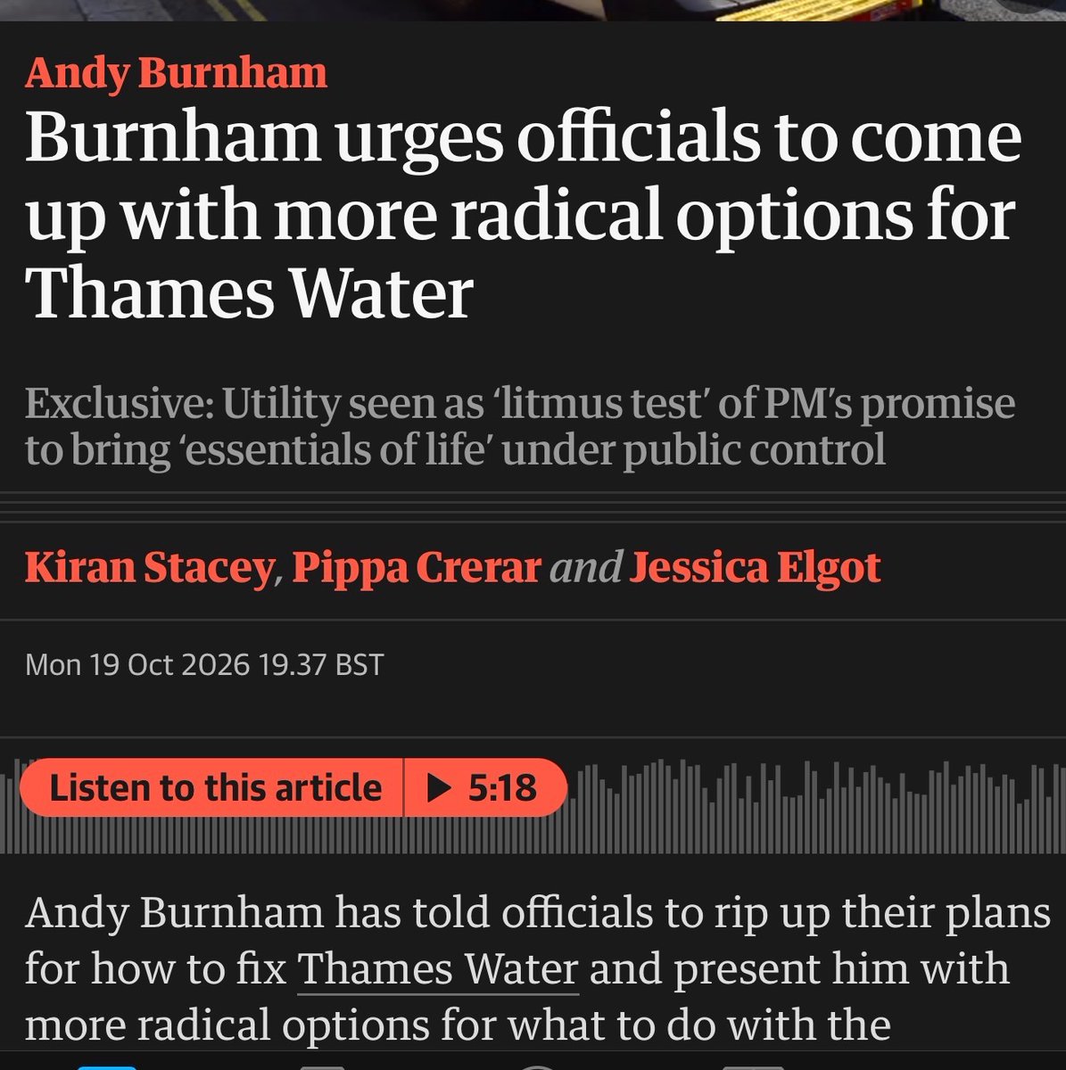 labourlewis's tweet photo. Andy, we know just the policy prescription: public ownership. 😉

Water run for the people who pay the bills. Democratic accountability. Money reinvested in fixing pipes and cleaning rivers.

Happy to pop round with the notes. Some of us have kept them handy. https://t.co/OcOvGNsDb6
