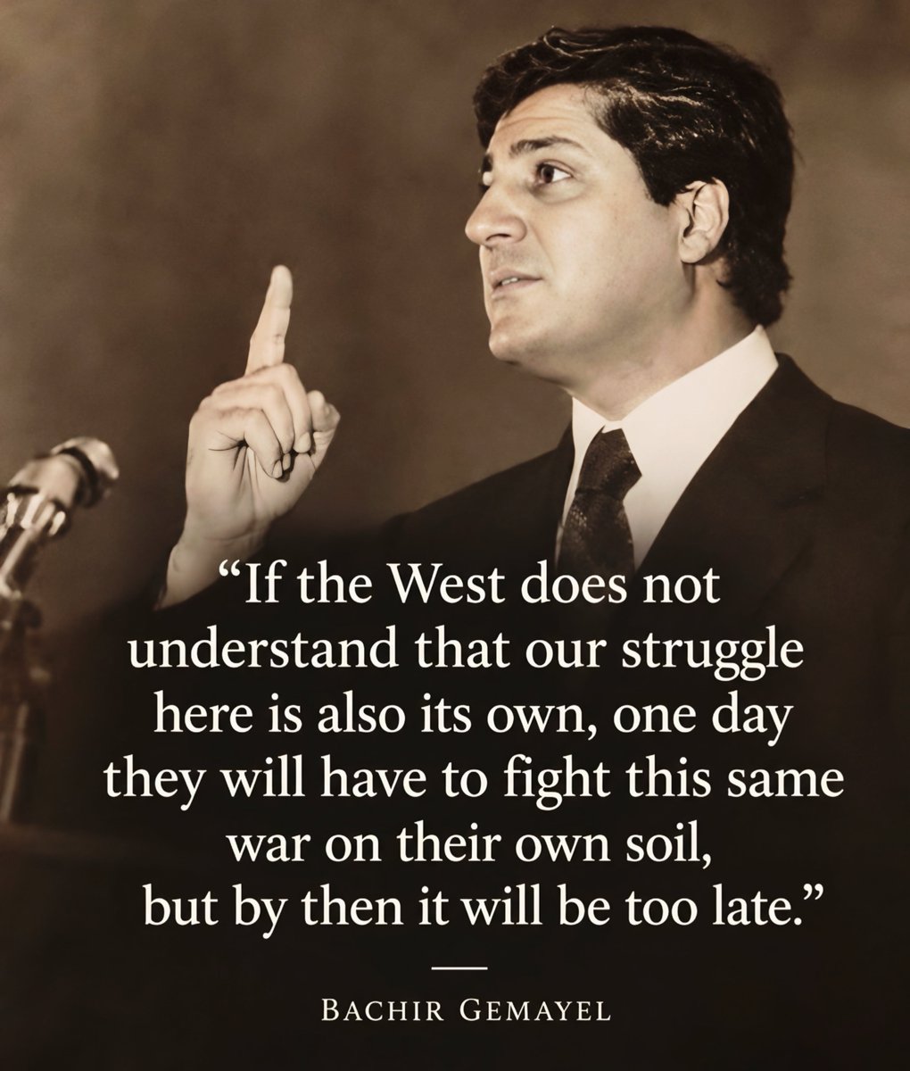 politicalpen_'s tweet photo. Former Lebanese President Bachir Gemayel once warned the West. https://t.co/HKlT3yAv3h