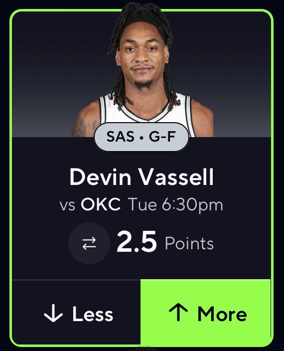 bearpropsdfs's tweet photo. NBA 1Q POTD 🏀

D. Vassell (SAS) O 2.5 1Q PTS 

Tobias Harris is out so the lineup should be exactly like last season. He averaged about 8 minutes in the 1st quarter and we know he shoots a good chunk of 3s.

‼️ 1Q PROPS ARE RISKY! RISK WHAT YOU CAN AFFORD TO LOSE‼️

Data Powered by @pickfinderapp 📊

10% OFF ANY PACKAGE with code BEAR 🐻 
👉🔗 https://t.co/OrMc1MrJdM