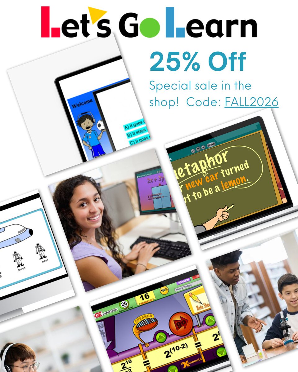letsgolearn's tweet photo. 🍂 Fall into savings with 25% OFF!

Help your child build confidence in reading and math with personalized assessments and instruction from Let’s Go Learn! 📚

🎉 Use code FALL2026 at checkout!

🛒 https://t.co/h3o52uwF1i

#Homeschool #FallSavings https://t.co/HONZ7t1TH9